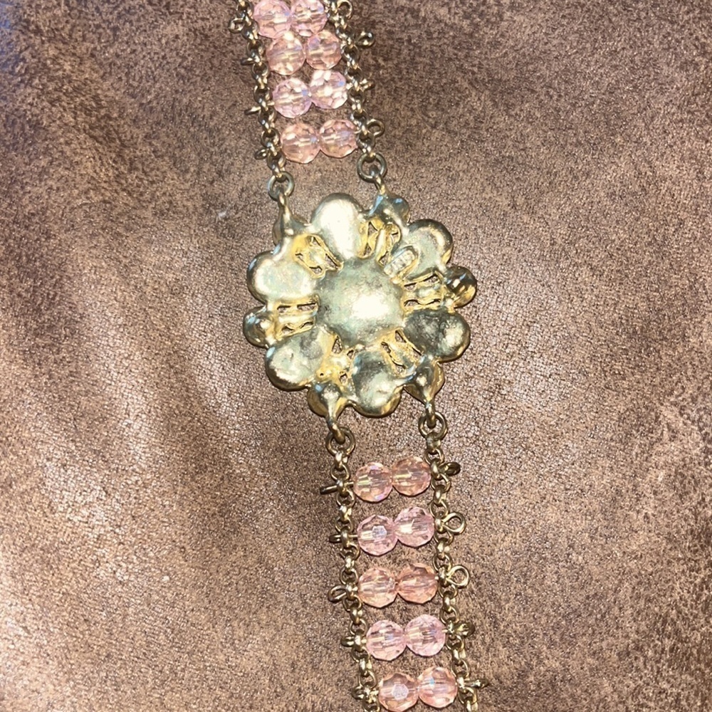 Blush/coral/gold beaded bracelet - Picture 6 of 6